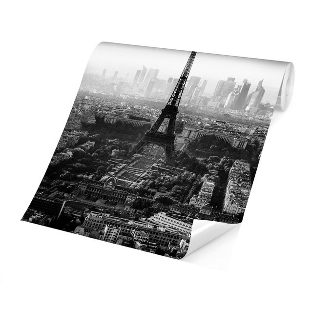 Fototapeter svart och vitt The Eiffel Tower From Above Black And White
