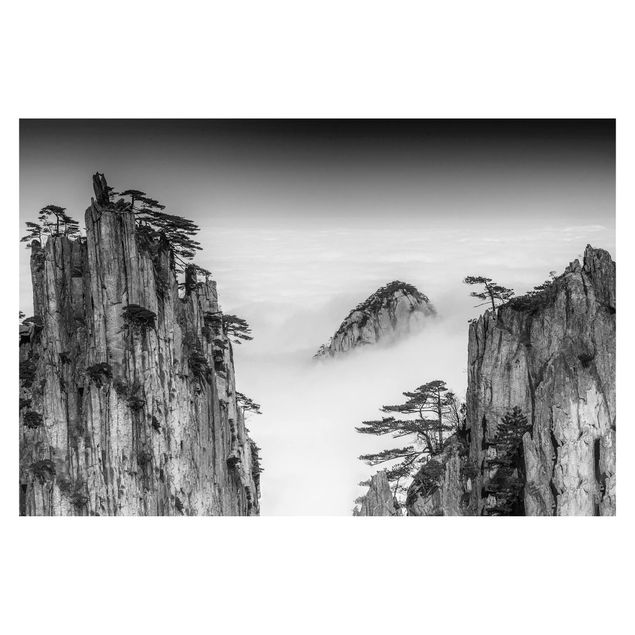 Tapeter Rocks In Fog In Black And White