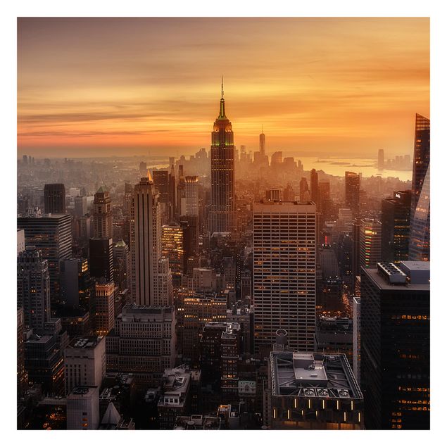 Fototapeter orange Manhattan Skyline Evening