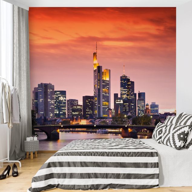 Fototapeter orange Frankfurt Skyline