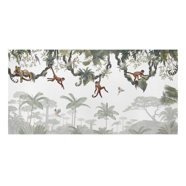 Tavlor landskap Cheeky monkeys in tropical canopies