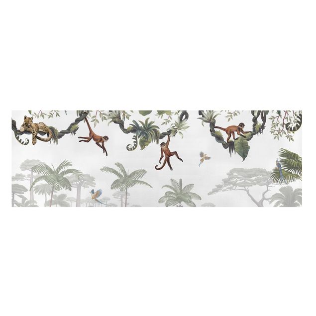 Tavlor landskap Cheeky monkeys in tropical canopies
