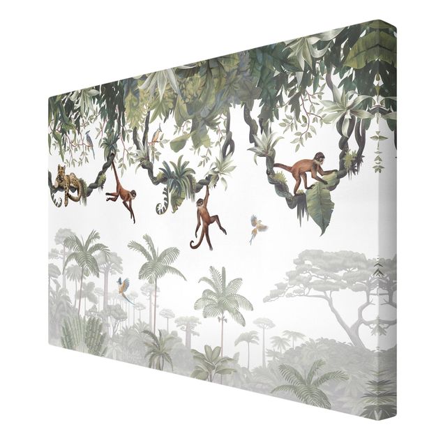 Tavlor djungel Cheeky monkeys in tropical canopies