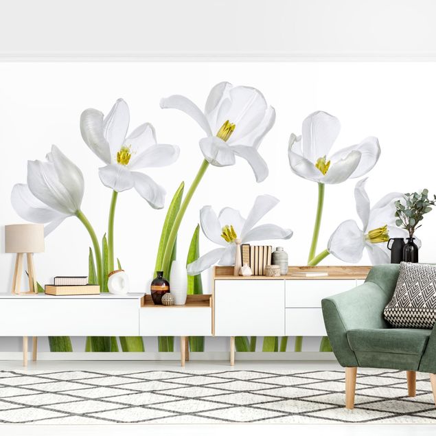 Tapeter modernt Five White Tulips