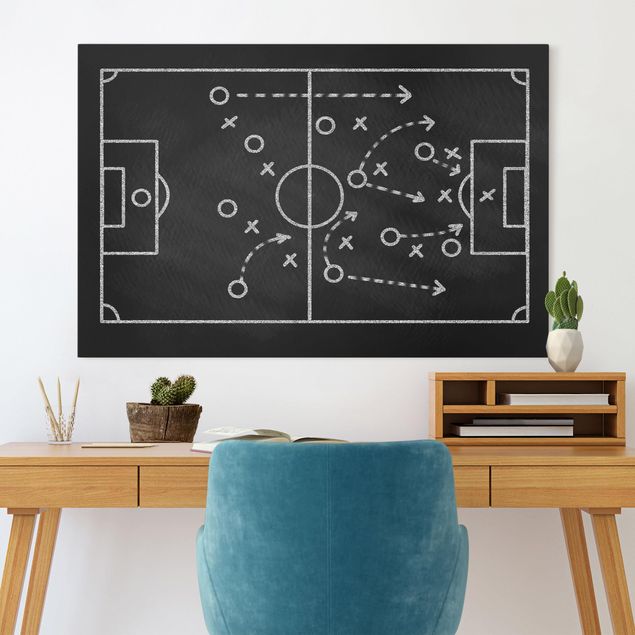 Tavlor fotboll Football Strategy On Blackboard