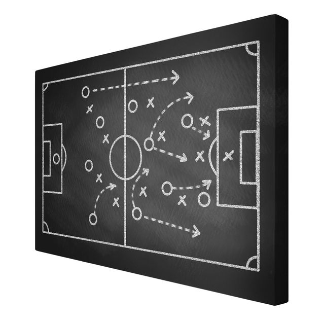 Tavlor svart och vitt Football Strategy On Blackboard