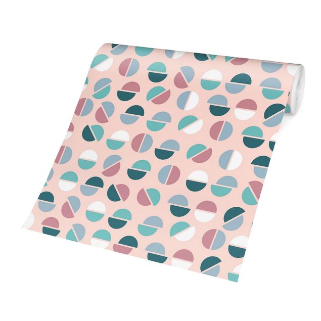 Tapeter Geometrical Pattern Semicircle In Pastell Colours
