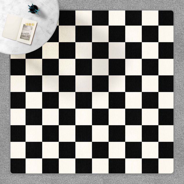 svartvit matta Geometrical Pattern Chessboard Black And White