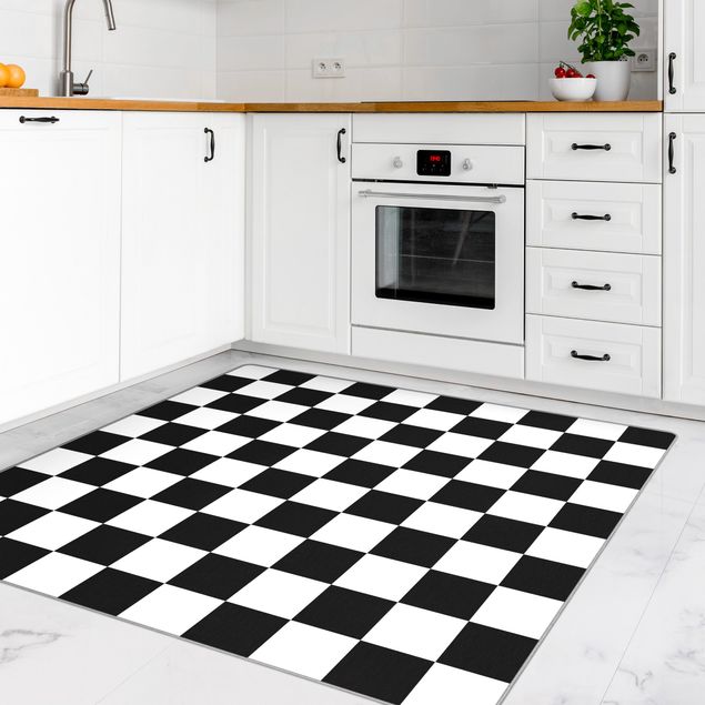 moderna mattor Geometrical Pattern Chessboard Black And White