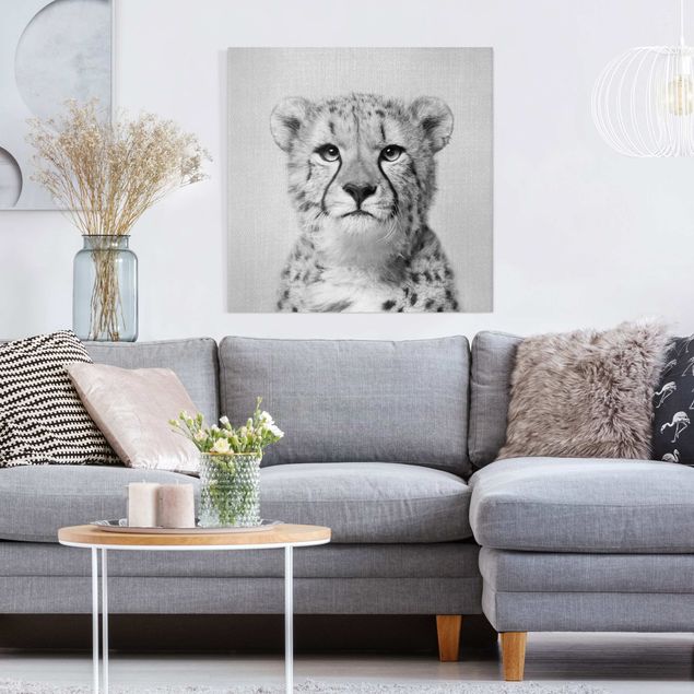 Canvastavlor katter Cheetah Gerald Black And White