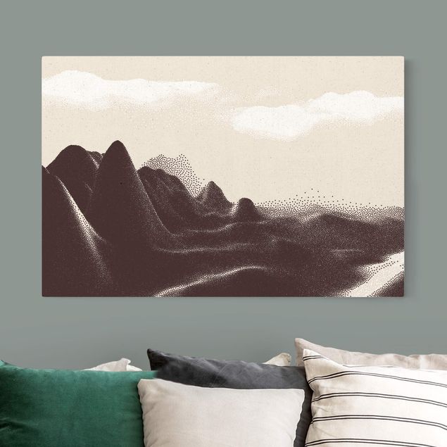 Canvastavlor bergen Dotted Landscape With River