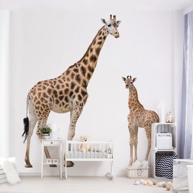 Tapeter modernt Giraffe Mother And Child