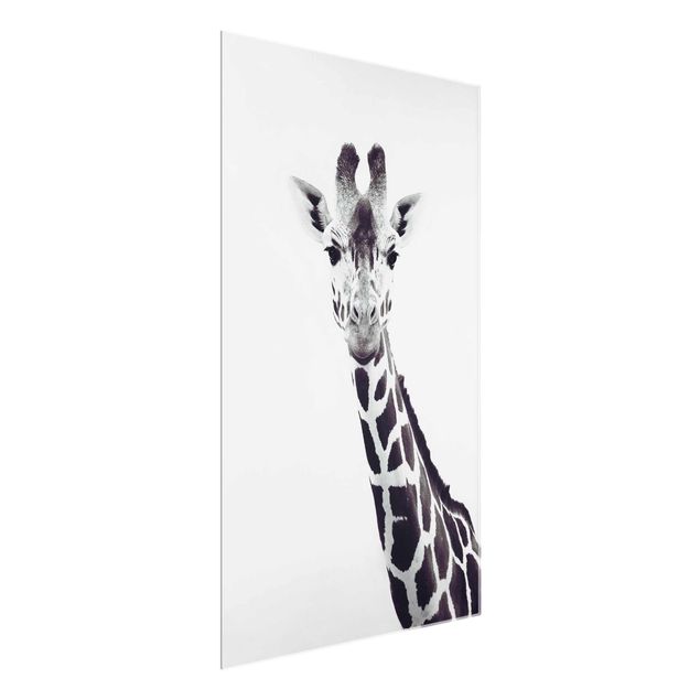 Glastavlor djur Giraffe Portrait In Black And White