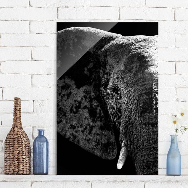 Kök dekoration African Elephant black & white