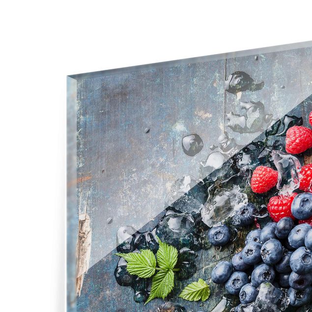 Magnettafel Glas Berry Mix With Ice Cubes Wood