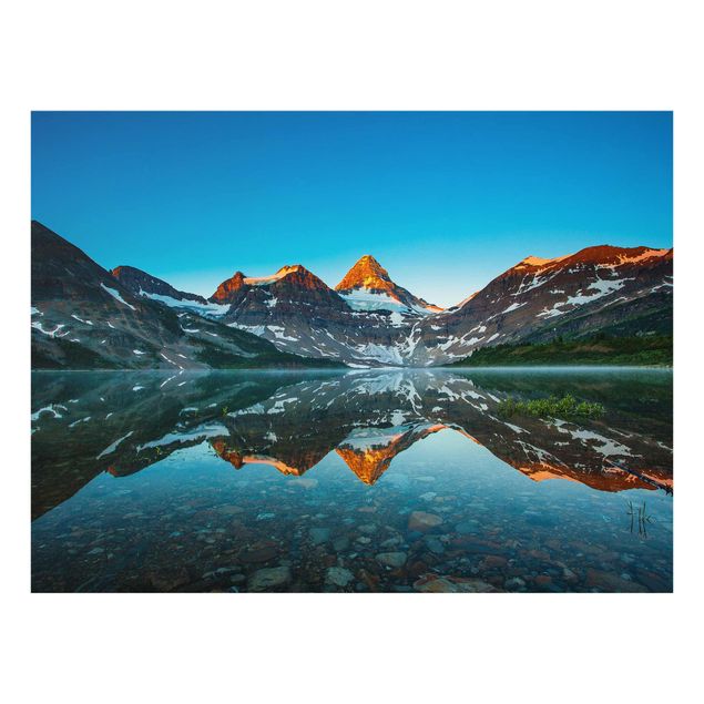 Glastavlor landskap Mountain Landscape At Lake Magog In Canada