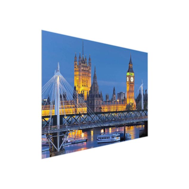 Glastavlor arkitektur och skyline Big Ben And Westminster Palace In London At Night