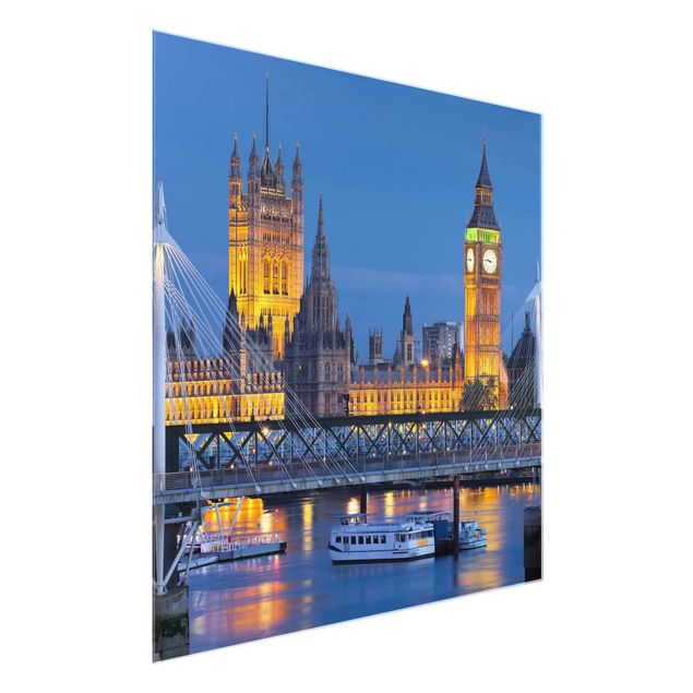 Glastavlor arkitektur och skyline Big Ben And Westminster Palace In London At Night