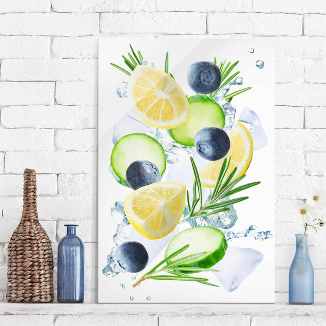 Kök dekoration Blueberries Lemon Ice Spash