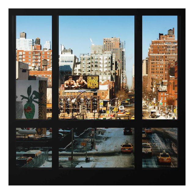 Tavlor arkitektur och skyline View From Windows On Street In New York