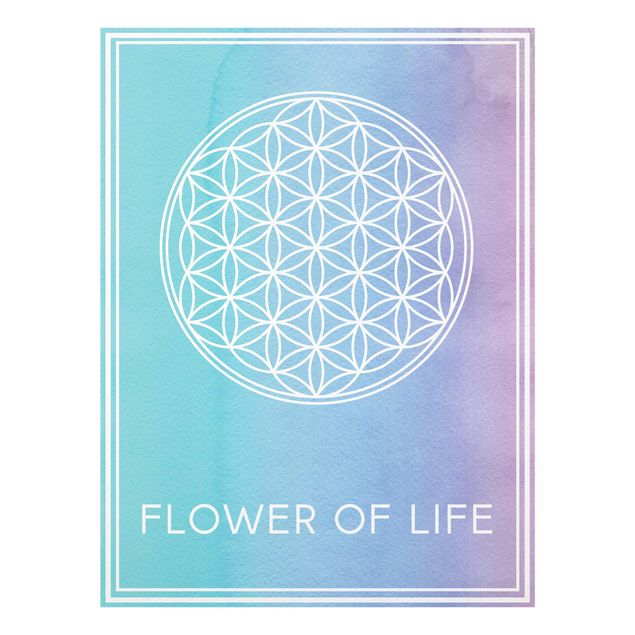 Glas Magnetboard Flower of life pastel watercolour