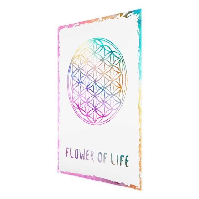 Glas Magnetboard Flower of life watercolour