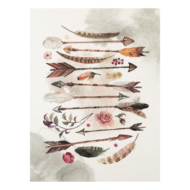 Tavlor brun Boho Arrows And Feathers - Watercolour