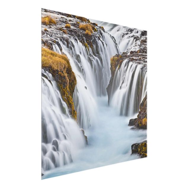 Glastavlor landskap Brúarfoss Waterfall In Iceland