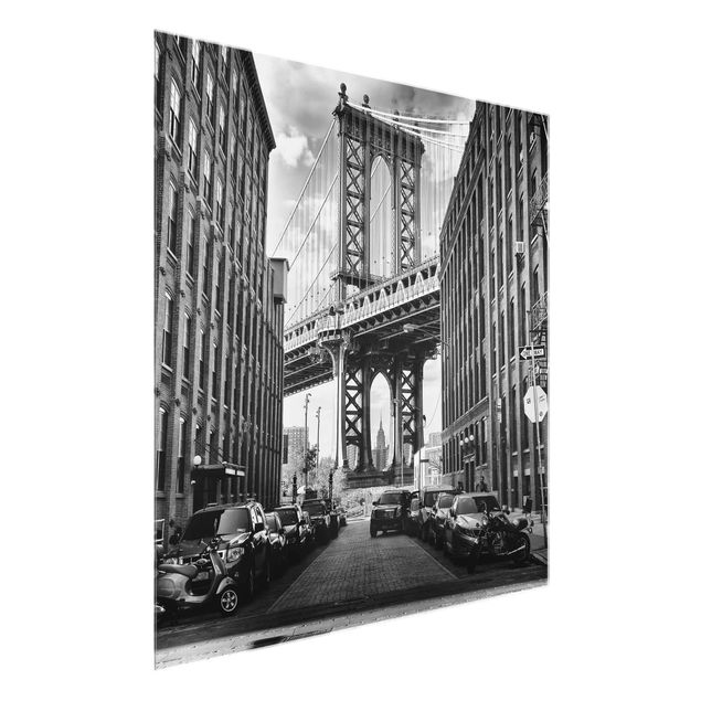 Glastavlor arkitektur och skyline Manhattan Bridge In America