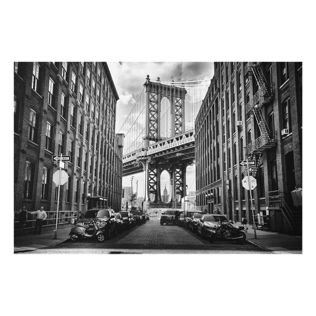 Glastavlor svart och vitt Manhattan Bridge In America