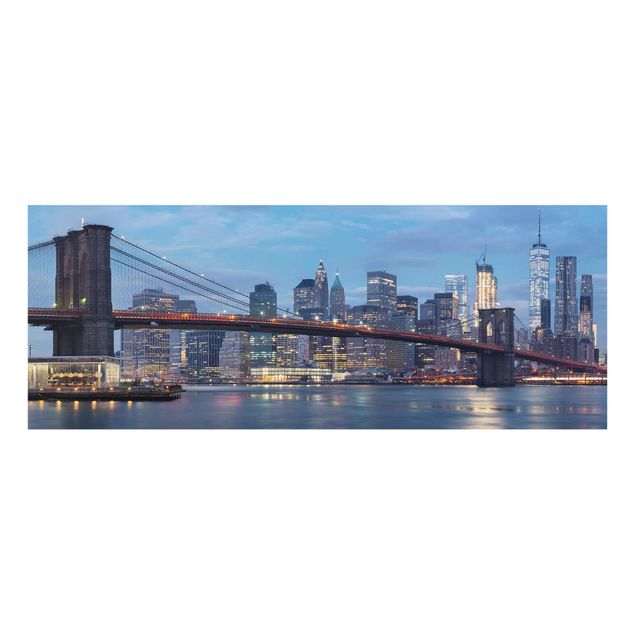 Tavlor arkitektur och skyline Brooklyn Bridge Manhattan New York