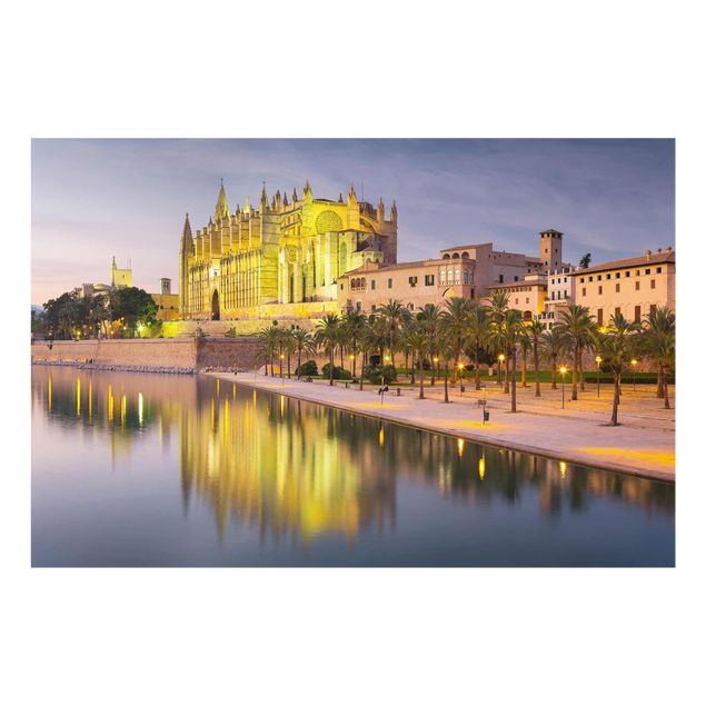 Tavlor modernt Catedral De Mallorca Water Reflection