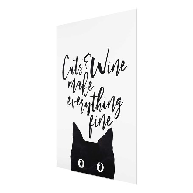 Tavlor svart och vitt Cats And Wine make Everything Fine