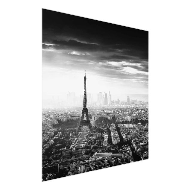 Glastavlor arkitektur och skyline The Eiffel Tower From Above Black And White