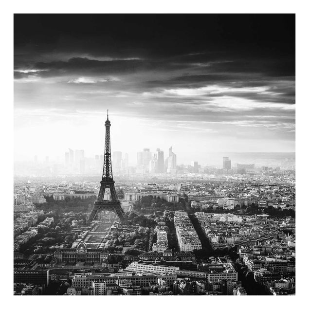 Glastavlor svart och vitt The Eiffel Tower From Above Black And White