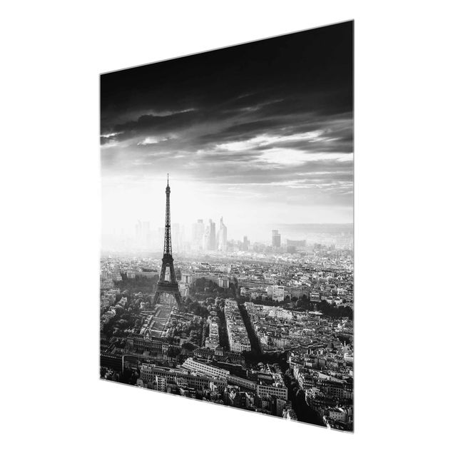 Tavlor arkitektur och skyline The Eiffel Tower From Above Black And White