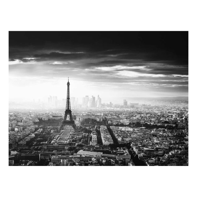 Glastavlor svart och vitt The Eiffel Tower From Above Black And White