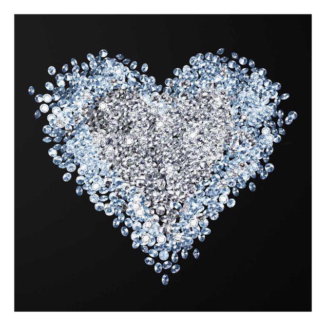 Glas Magnettavla Diamond Heart
