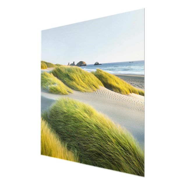 Glastavlor landskap Dunes And Grasses At The Sea