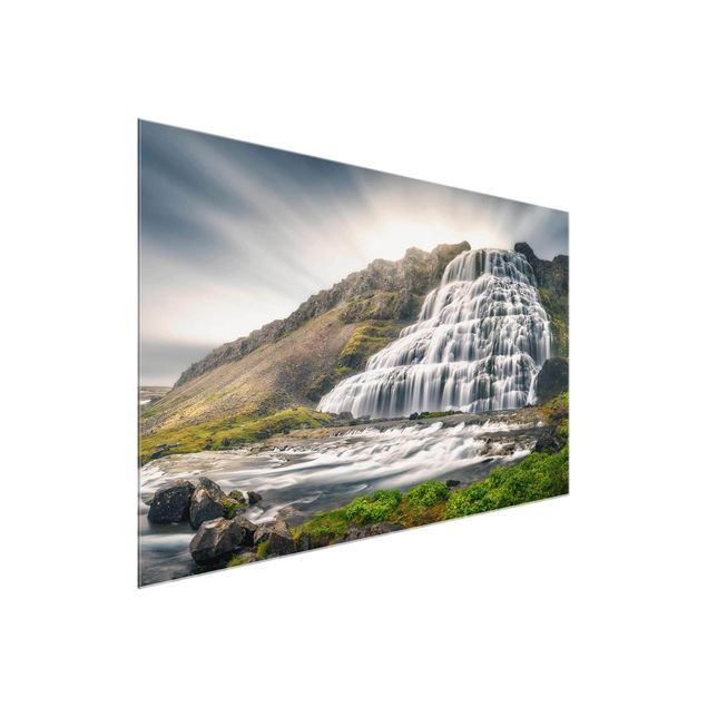 Glastavlor landskap Dynjandi Waterfall