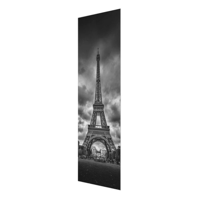 Tavlor arkitektur och skyline Eiffel Tower In Front Of Clouds In Black And White