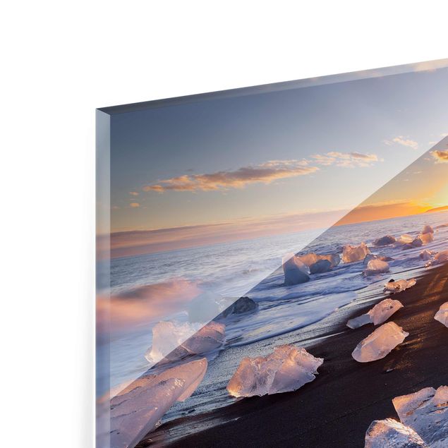 Glastavlor stränder Chunks Of Ice On The Beach Iceland