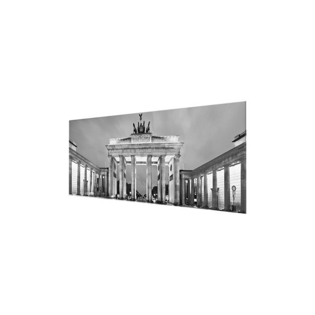Glastavlor svart och vitt Illuminated Brandenburg Gate II