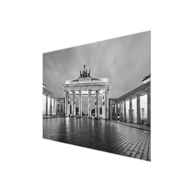 Glastavlor svart och vitt Illuminated Brandenburg Gate II