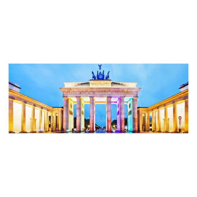 Glastavlor arkitektur och skyline Illuminated Brandenburg Gate