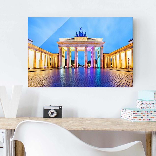 Glastavlor Berlin Illuminated Brandenburg Gate