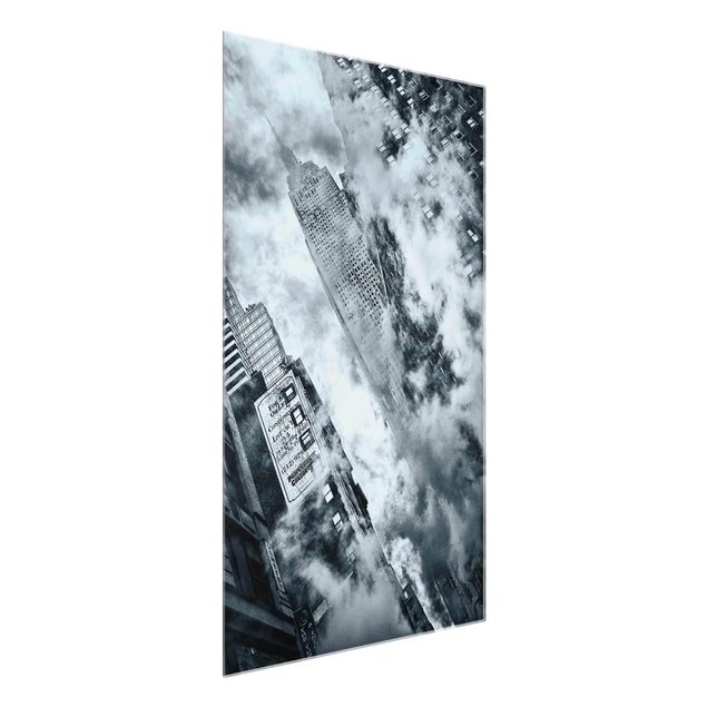 Glastavlor svart och vitt Facade Of The Empire State Building