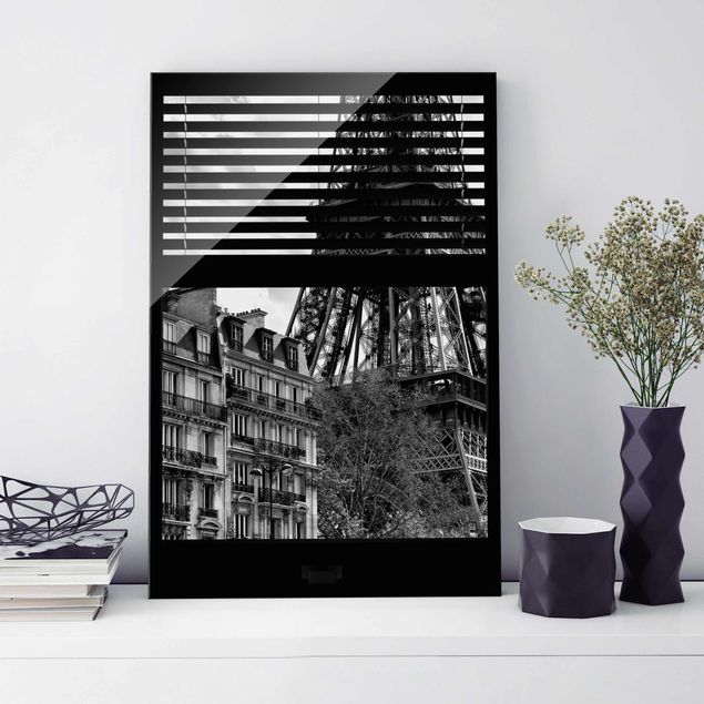 Kök dekoration Window view Paris - Near the Eiffel Tower black and white