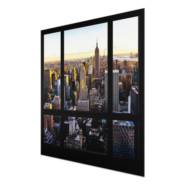 Tavlor modernt Window View At Night Over New York