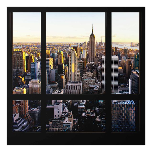 Tavlor arkitektur och skyline Window View At Night Over New York